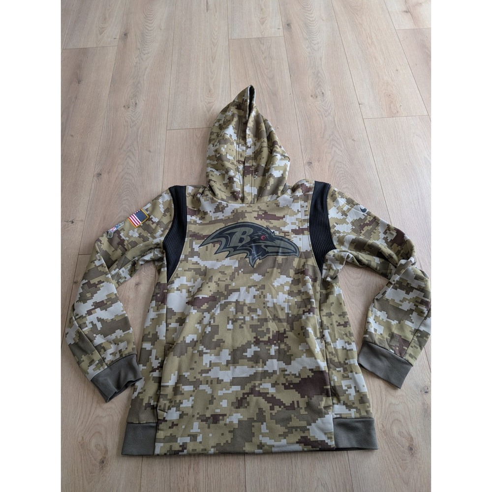 Baltimore Ravens Salute To Service Hoodie Boys L 14-16 Nike Camo Therma Fit NFL